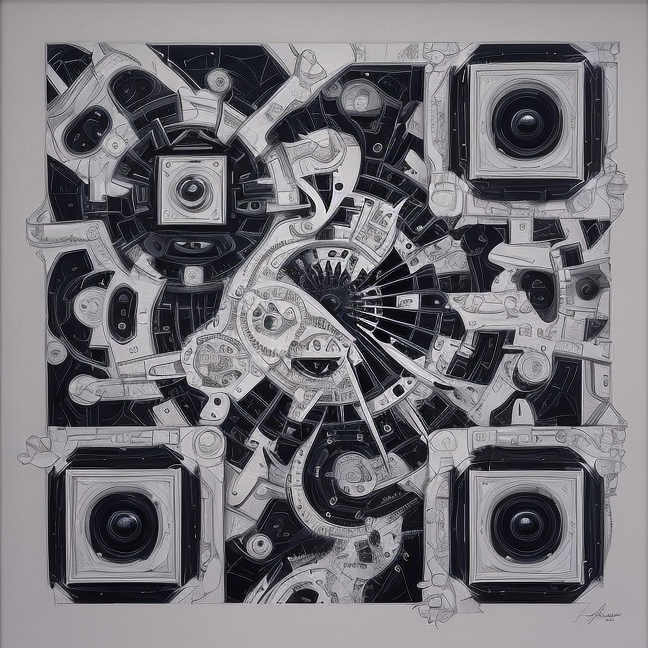 Bold Vintage Camera-Inspired QR Code Design