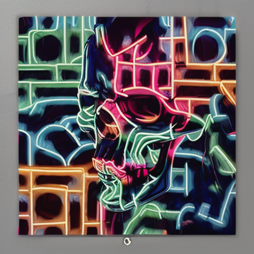 Neon Glow Abstract Skull QR Code