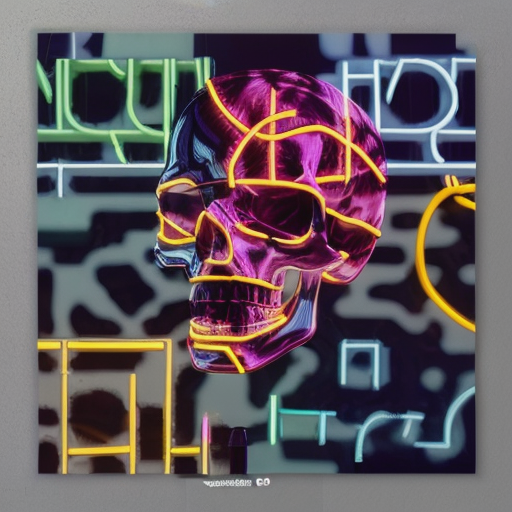 Neon Glow Abstract Skull QR Code