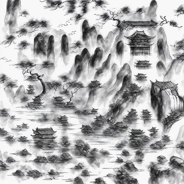 Misty Mountainscape: Ink Wash Scenery QR Code