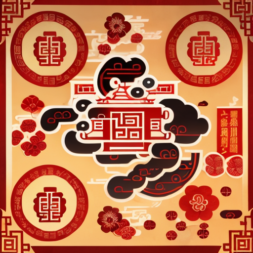 Prosperous Pathways: Auspicious Red & Gold QR Code Tapestry